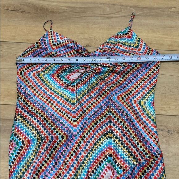 Allsaints ASilk Blend Midi Slip Dress Asymmetric Hem Multicolor Size 10‎ - Picture 14 of 16